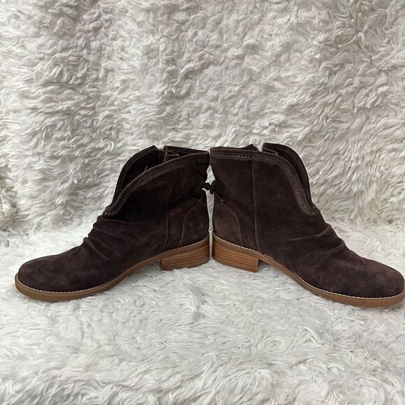 Latigo Brown Cressa Suede Ankle Boots Suede,‎ Side Zip Ruched Studded size 10M - Picture 3 of 9